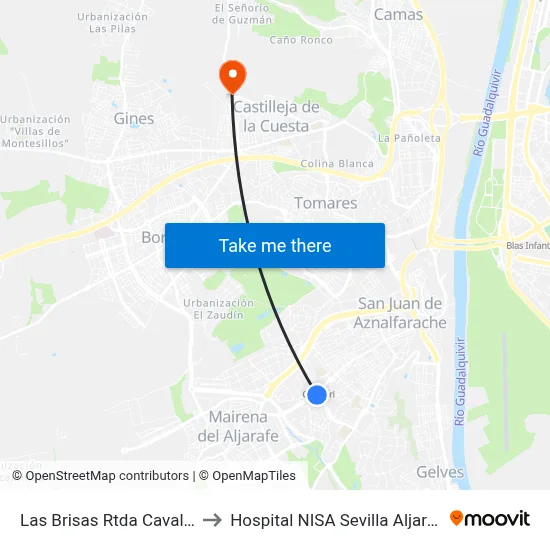Las Brisas Rtda Cavaleri to Hospital NISA Sevilla Aljarafe map