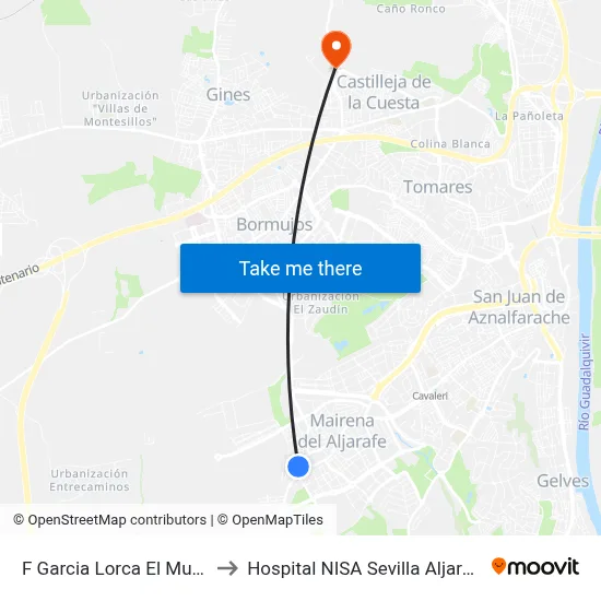 F Garcia Lorca El Mudo to Hospital NISA Sevilla Aljarafe map