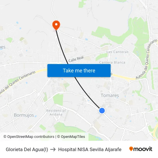 Glorieta Del Agua(I) to Hospital NISA Sevilla Aljarafe map