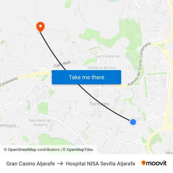 Gran Casino Aljarafe to Hospital NISA Sevilla Aljarafe map