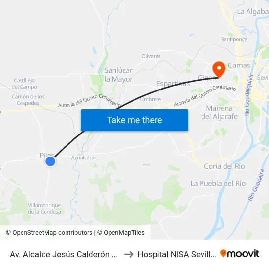 Av. Alcalde Jesús Calderón Moreno 61 (I) to Hospital NISA Sevilla Aljarafe map
