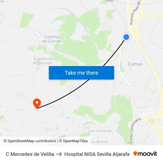 C Mercedes de Velilla to Hospital NISA Sevilla Aljarafe map