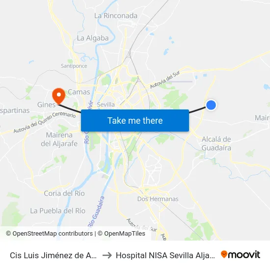 Cis Luis Jiménez de Asúa to Hospital NISA Sevilla Aljarafe map