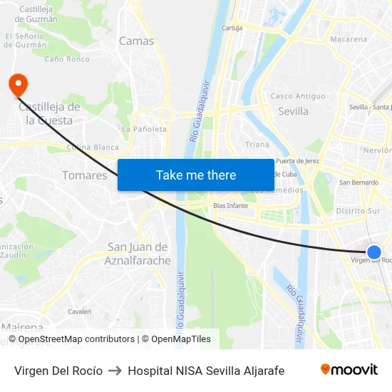 Virgen Del Rocío to Hospital NISA Sevilla Aljarafe map