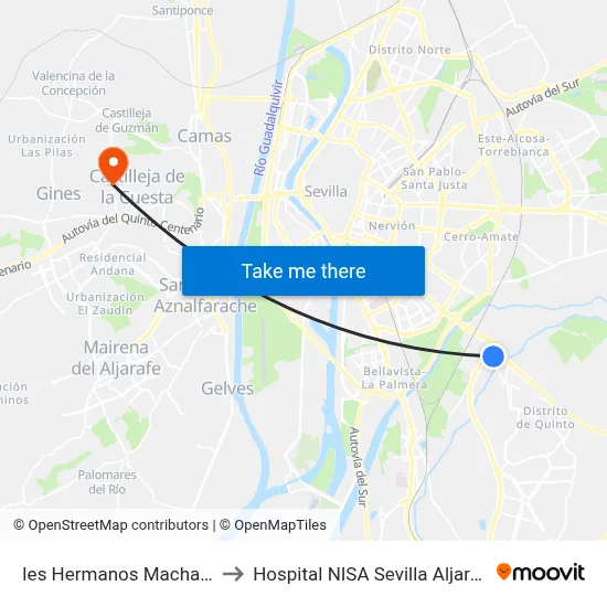 Ies Hermanos Machado to Hospital NISA Sevilla Aljarafe map