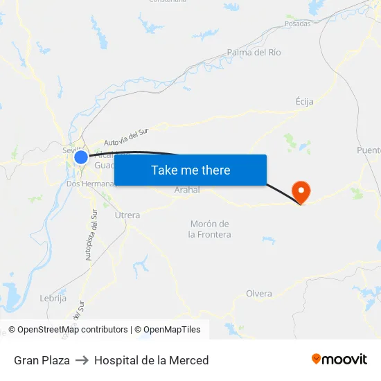Gran Plaza to Hospital de la Merced map