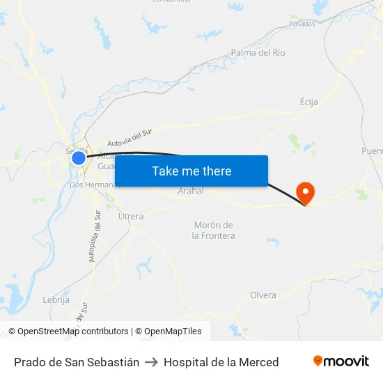Prado de San Sebastián to Hospital de la Merced map