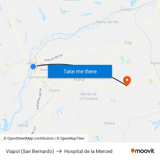 Viapol (San Bernardo) to Hospital de la Merced map