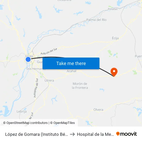 López de Gomara (Instituto Bécquer) to Hospital de la Merced map