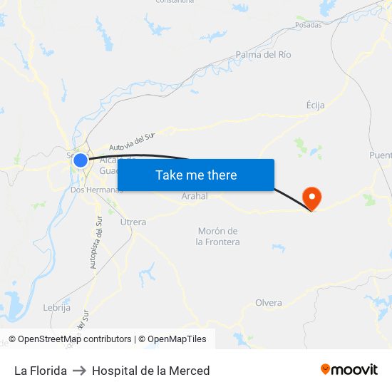 La Florida to Hospital de la Merced map