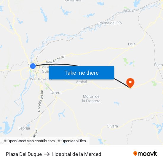 Plaza Del Duque to Hospital de la Merced map