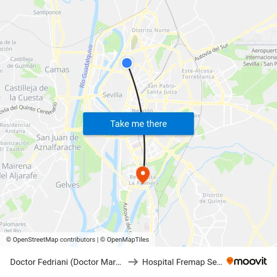 Doctor Fedriani (Doctor Marañón) to Hospital Fremap Sevilla map