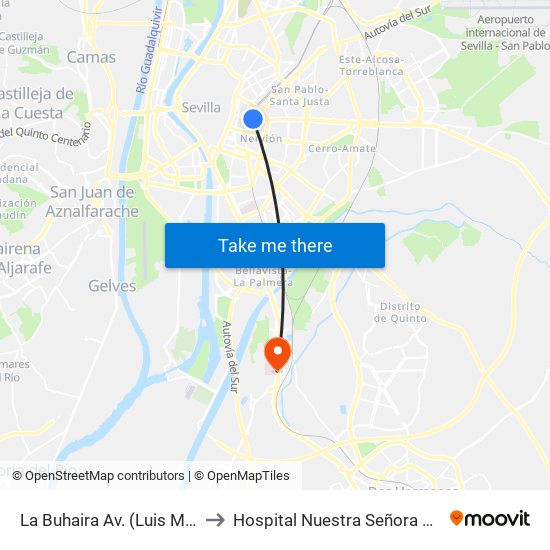 La Buhaira  Av. (Luis Montoto) to Hospital Nuestra Señora de Valme map
