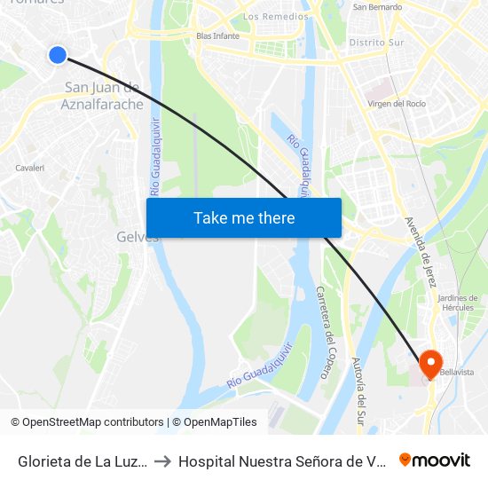 Glorieta de La Luz(V) to Hospital Nuestra Señora de Valme map