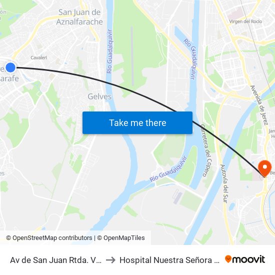 Av de San Juan Rtda. Vitalia (V) to Hospital Nuestra Señora de Valme map