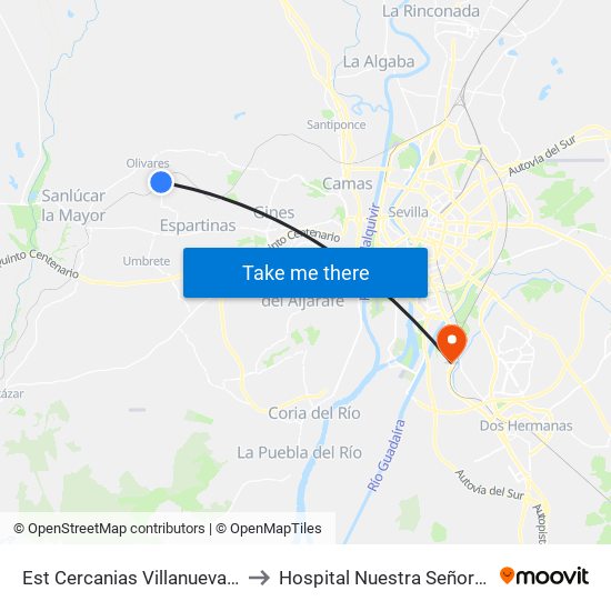 Est Cercanias Villanueva Del Ariscal to Hospital Nuestra Señora de Valme map