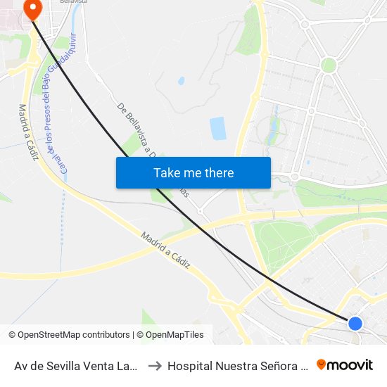 Av de Sevilla Venta Las Palmas to Hospital Nuestra Señora de Valme map