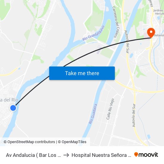 Av Andalucia ( Bar Los Albures) to Hospital Nuestra Señora de Valme map