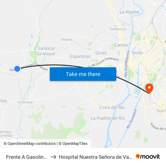 Frente A Gasolinera to Hospital Nuestra Señora de Valme map