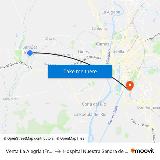 Venta La Alegria (Frente) to Hospital Nuestra Señora de Valme map