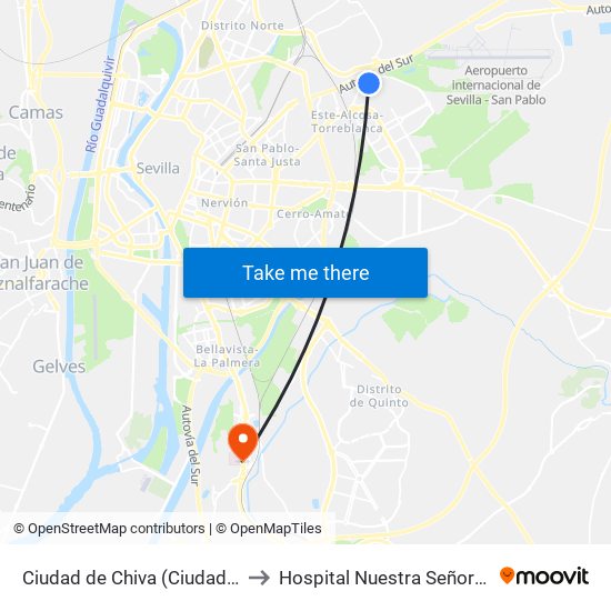 Ciudad de Chiva (Ciudad de Alfafar) to Hospital Nuestra Señora de Valme map