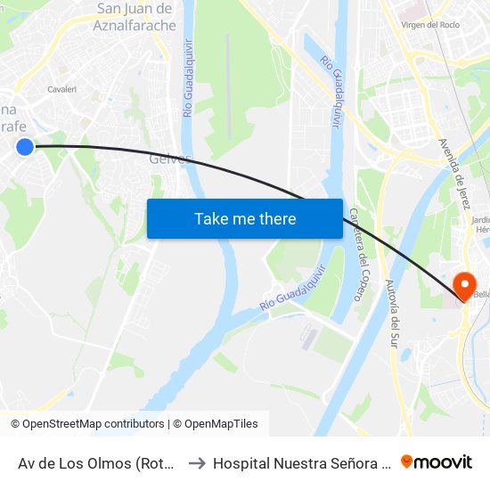 Av de Los Olmos (Rotonda) (V) to Hospital Nuestra Señora de Valme map