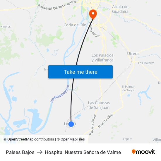 Países Bajos to Hospital Nuestra Señora de Valme map