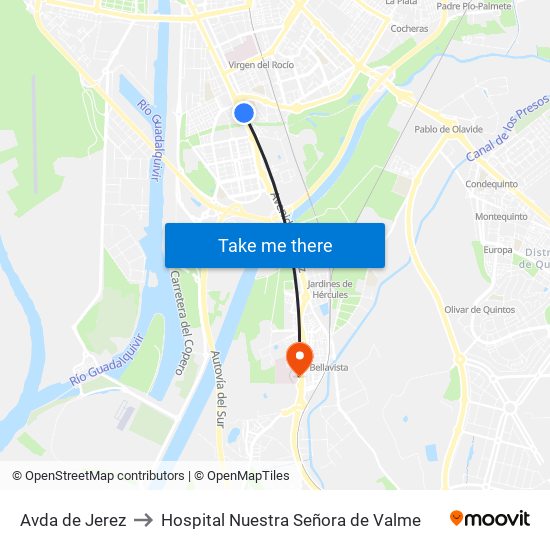 Avda de Jerez to Hospital Nuestra Señora de Valme map