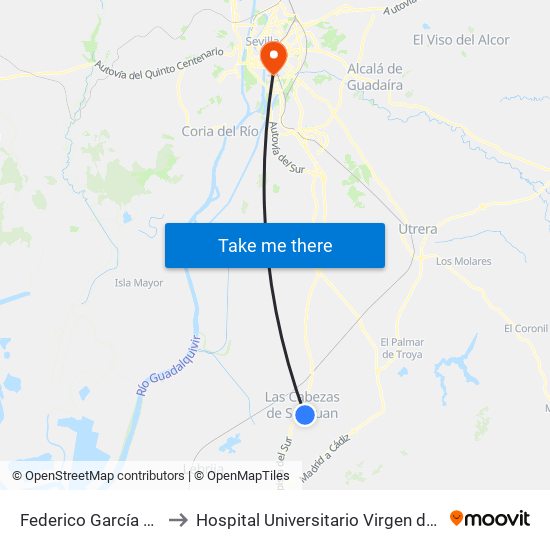Federico García Lorca to Hospital Universitario Virgen del Rocío map