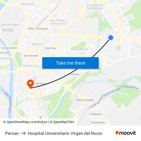 Persan to Hospital Universitario Virgen del Rocío map