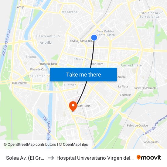 Solea Av. (El Greco) to Hospital Universitario Virgen del Rocío map