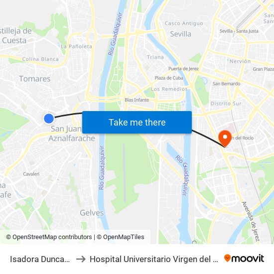 Isadora Duncan (I) to Hospital Universitario Virgen del Rocío map