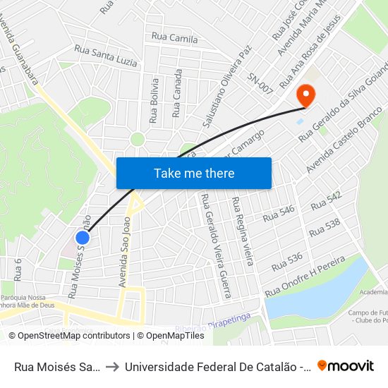 Rua Moisés Salomão to Universidade Federal De Catalão - Campus 01 map