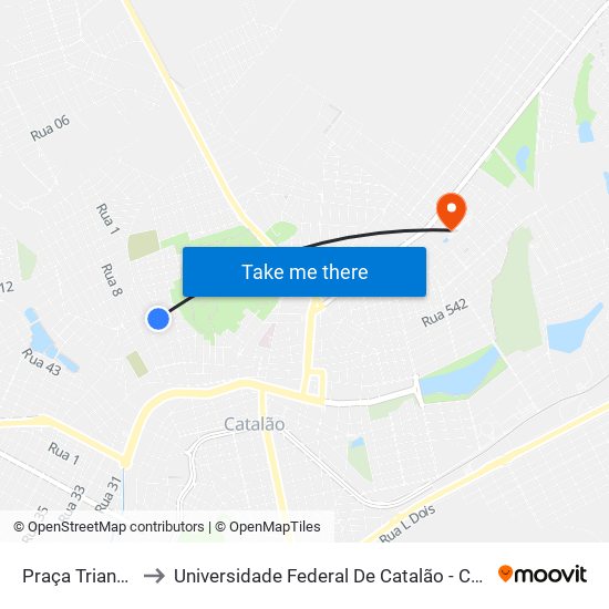 Praça Triangular to Universidade Federal De Catalão - Campus 01 map
