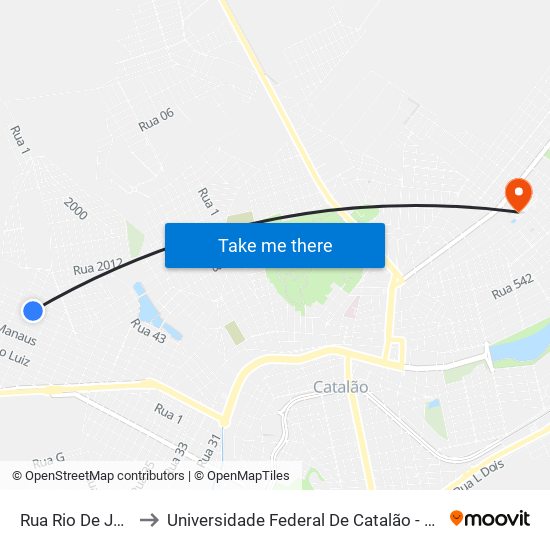Rua Rio De Janeiro to Universidade Federal De Catalão - Campus 01 map