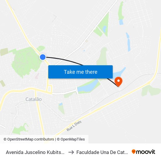 Avenida Juscelino Kubitschek to Faculdade Una De Catalão map