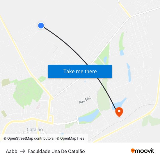 Aabb to Faculdade Una De Catalão map
