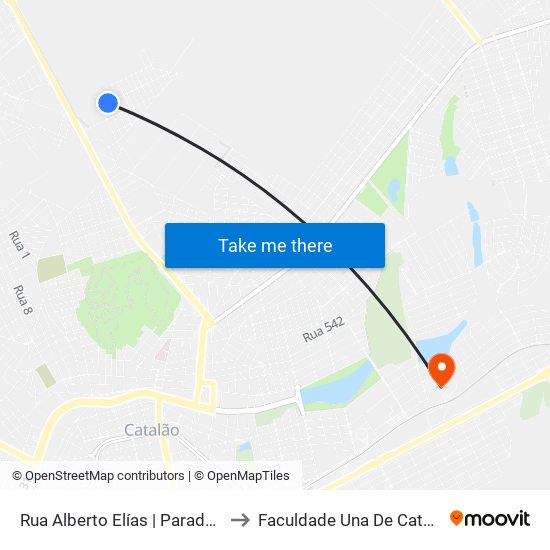 Rua Alberto Elías | Parada 01 to Faculdade Una De Catalão map