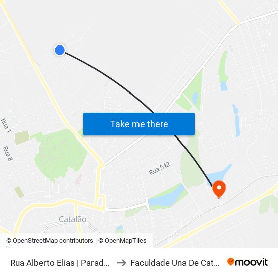 Rua Alberto Elías | Parada 02 to Faculdade Una De Catalão map