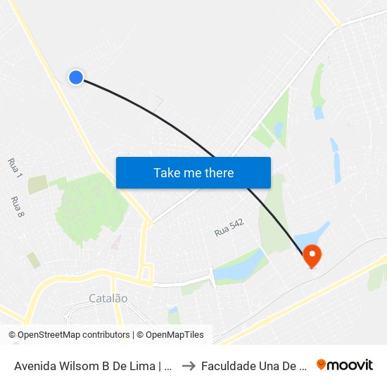 Avenida Wilsom B De Lima | Parada 02 to Faculdade Una De Catalão map