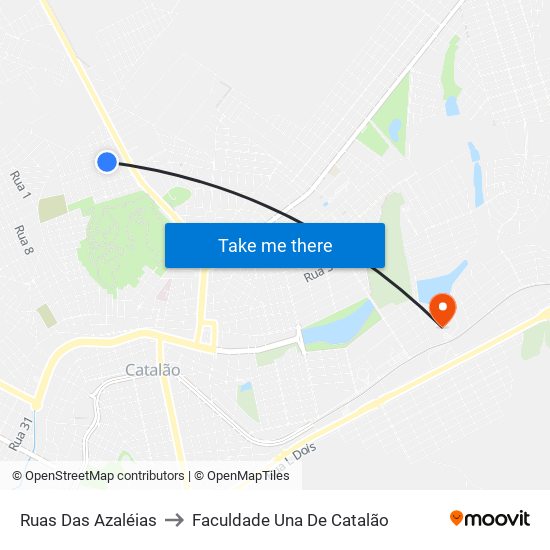Ruas Das Azaléias to Faculdade Una De Catalão map