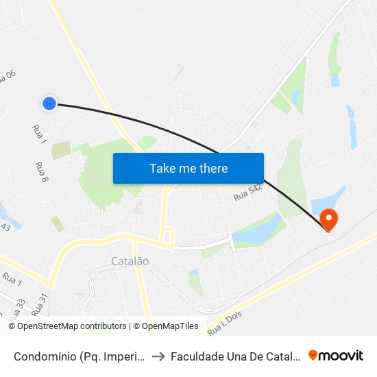 Condomínio (Pq. Imperial) to Faculdade Una De Catalão map
