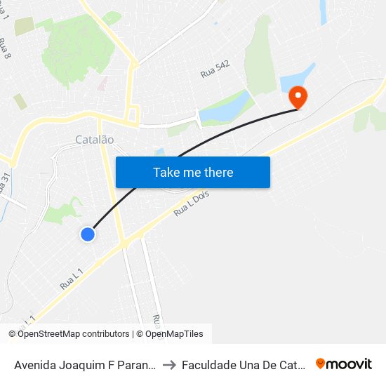 Avenida Joaquim F Paranhos to Faculdade Una De Catalão map