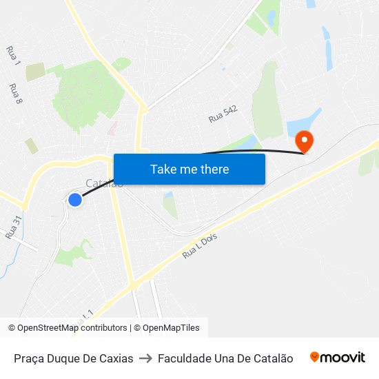 Praça Duque De Caxias to Faculdade Una De Catalão map