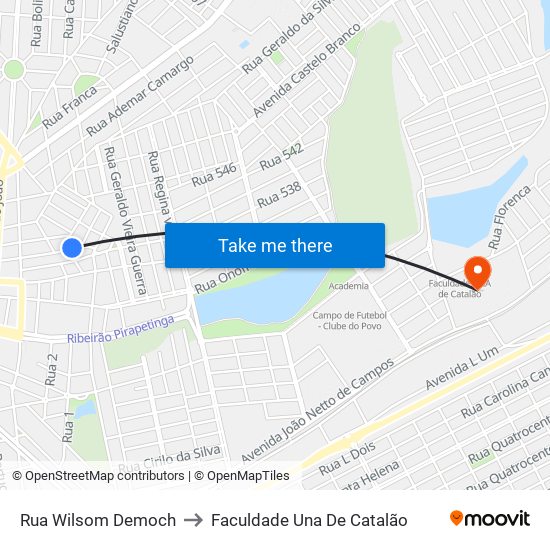 Rua Wilsom Democh to Faculdade Una De Catalão map