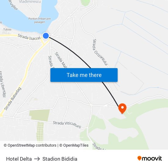 Hotel Delta to Stadion Bididia map