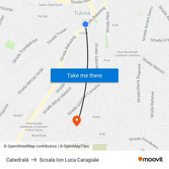 Catedrală to Scoala Ion Luca Caragiale map