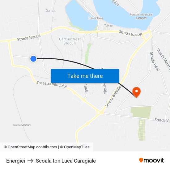 Energiei to Scoala Ion Luca Caragiale map