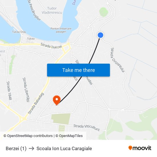 Berzei (1) to Scoala Ion Luca Caragiale map