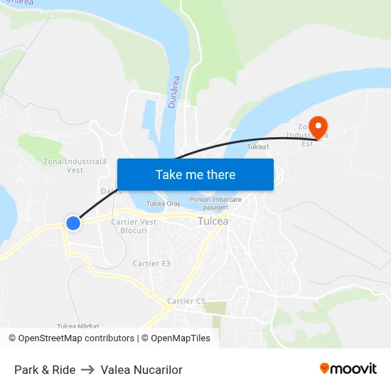 Park & Ride to Valea Nucarilor map
